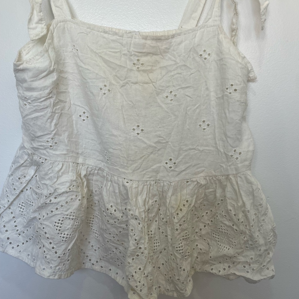 Madewell Cream Eyelet Sleeveless Blouse